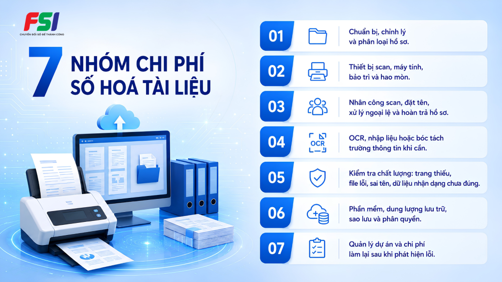 7 nhóm chi phí số hoá tài liệu doanh nghiệp nên cân nhắc.