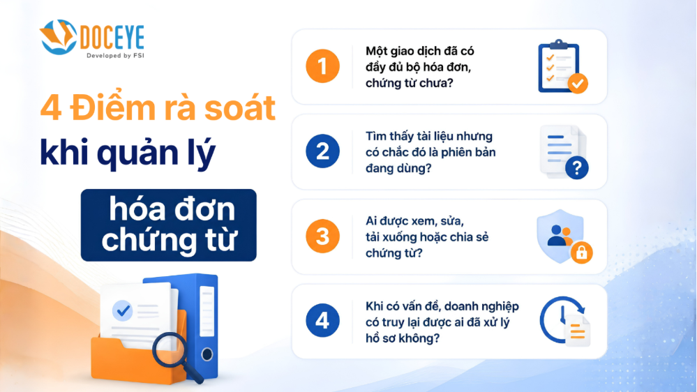 Checklist 4 điểm rà soát quản lý hóa đơn chứng từ trong doanh nghiệp 